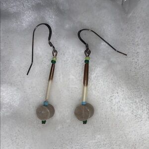 Elegant Brown and Cream Dangle Earrings by Linda Michaels